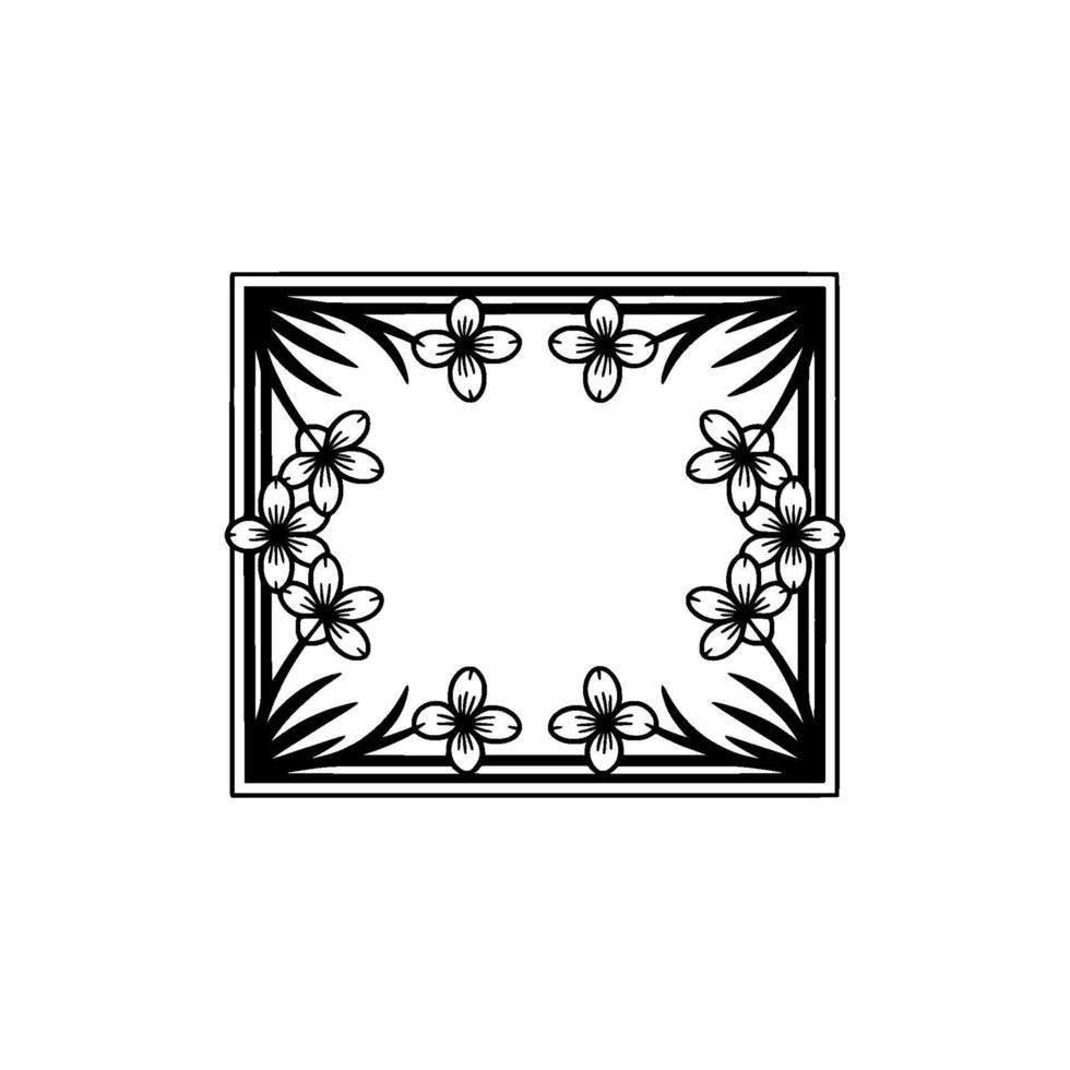 Elegant Floral Frame in Black and White, Minimalist 1 vector