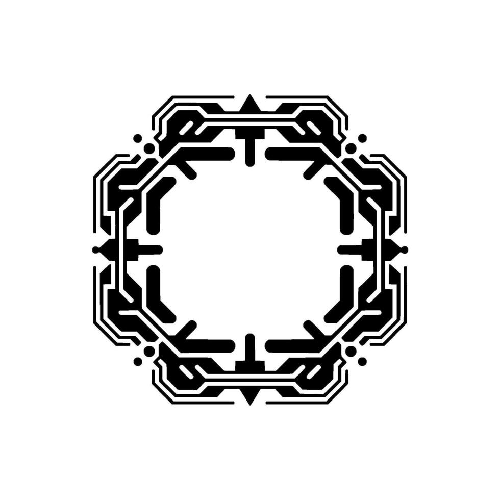 Geometric Tech Frame , Black White, Modern Digital Art vector