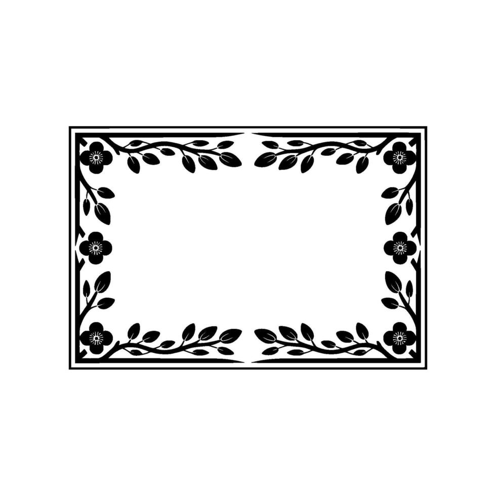 Floral Frame Silhouette, Decorative , Invitation Element, vector