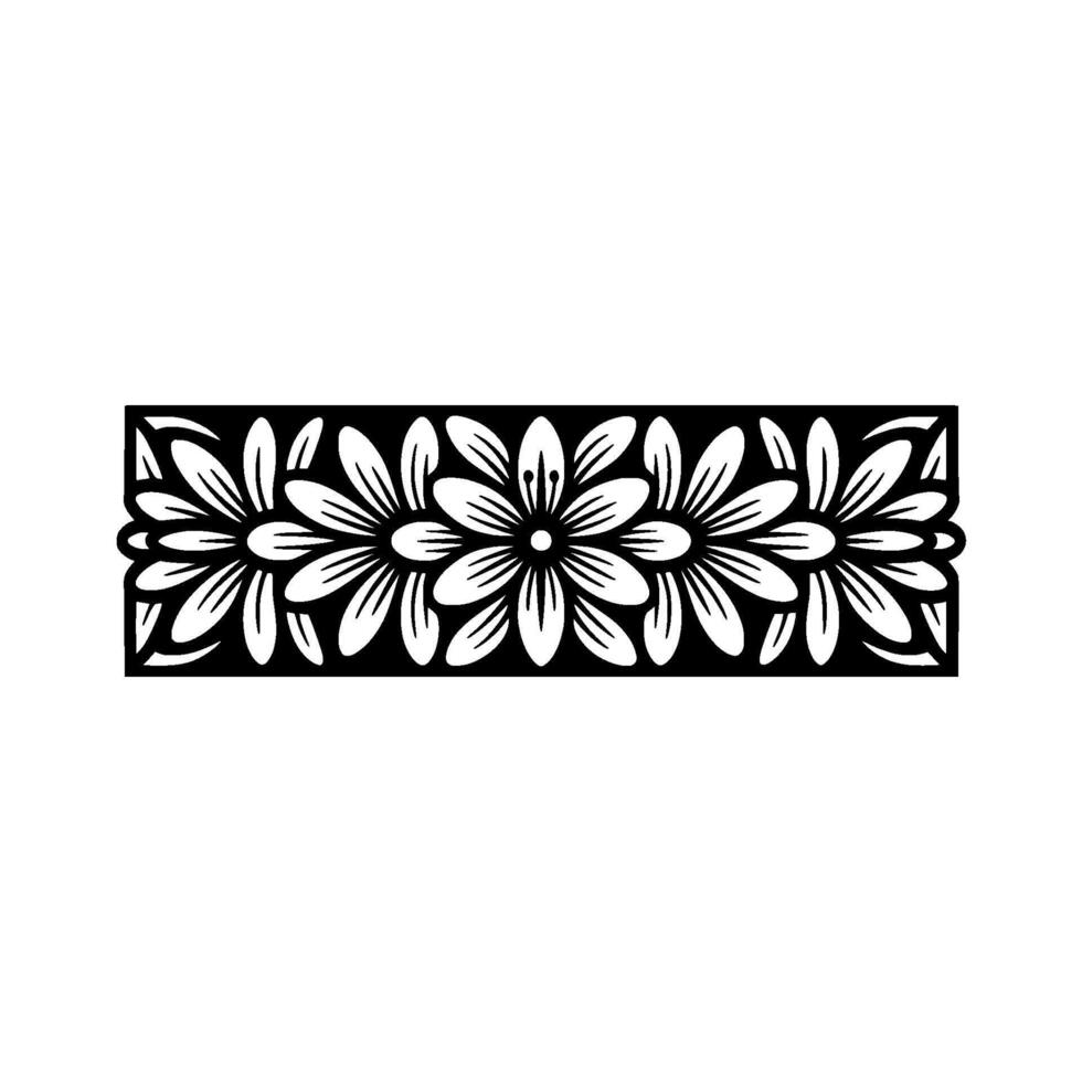 Black White Floral Border Element for , Laser Cut vector