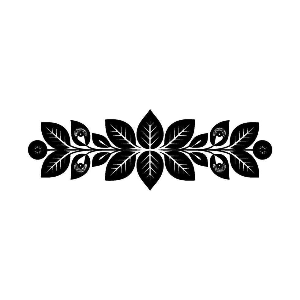 Elegant Black Leafy Border on White, Illustration vector
