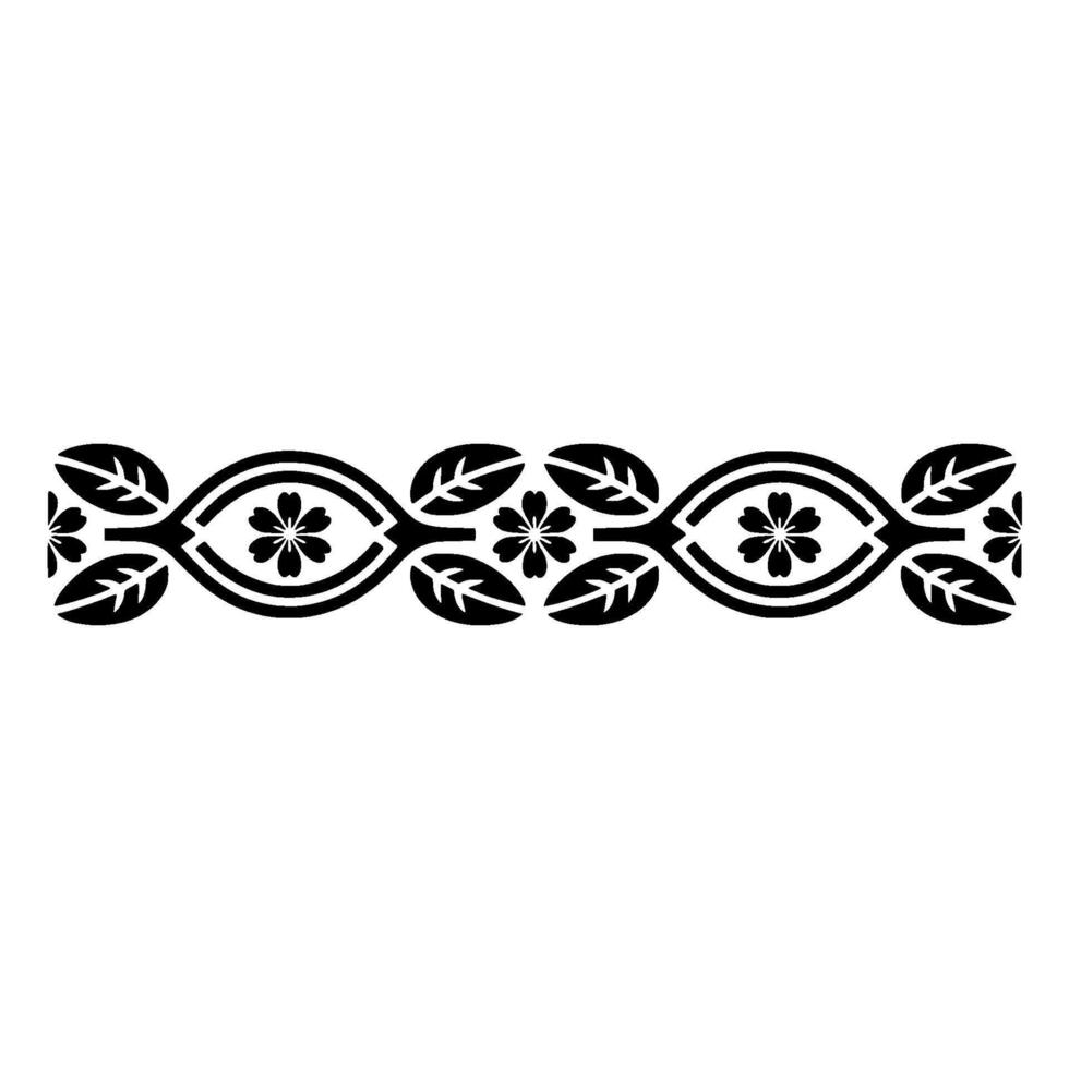 Decorative Floral Border, Black Silhouette on White Background vector