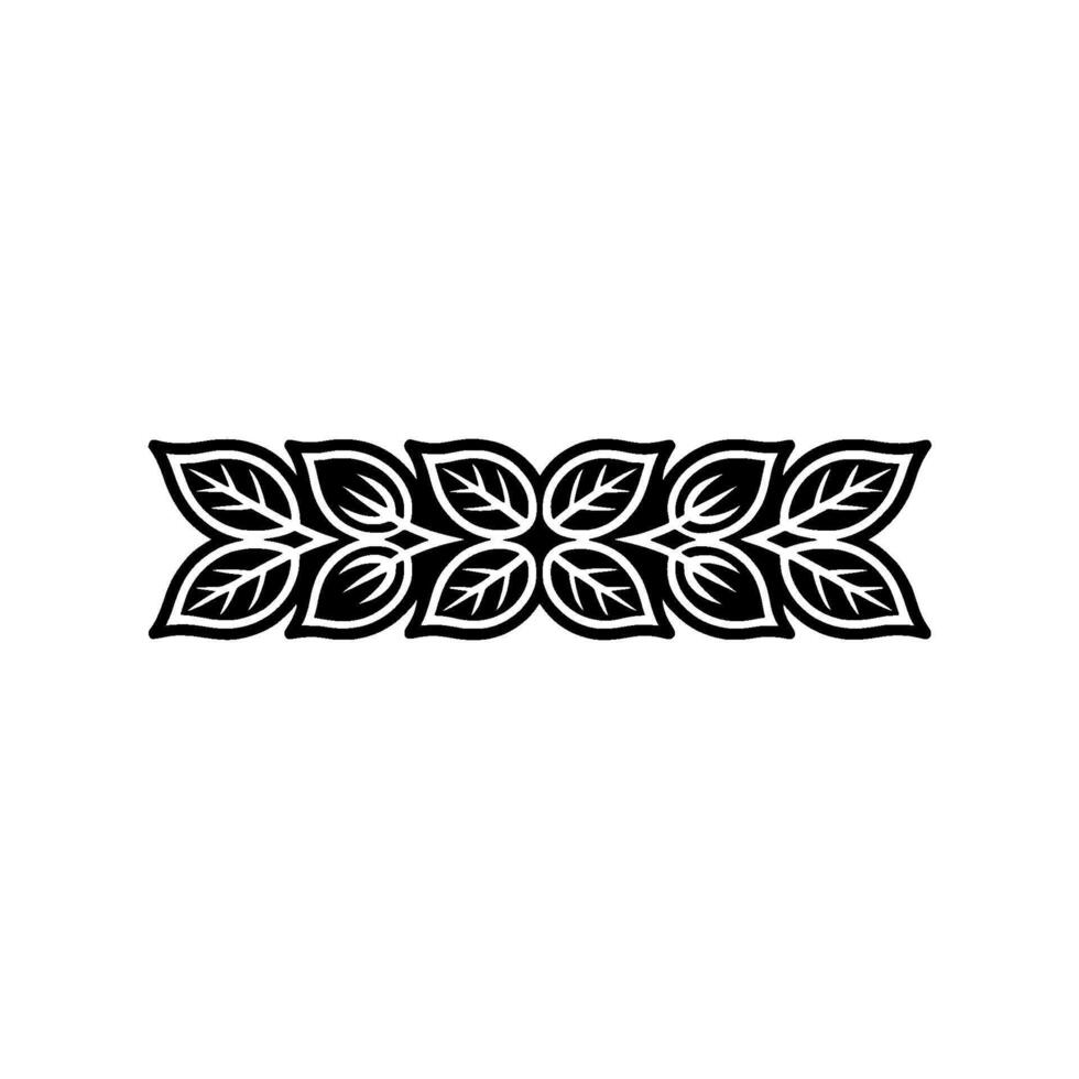 Floral Border, Black Leaf Silhouette on White, Minimalist Element vector
