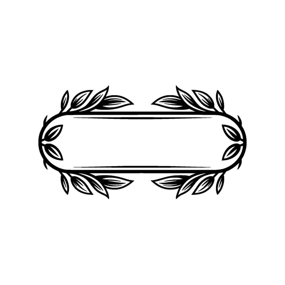 Elegant Floral Frame , Minimalist , Black White, Decorative Element vector