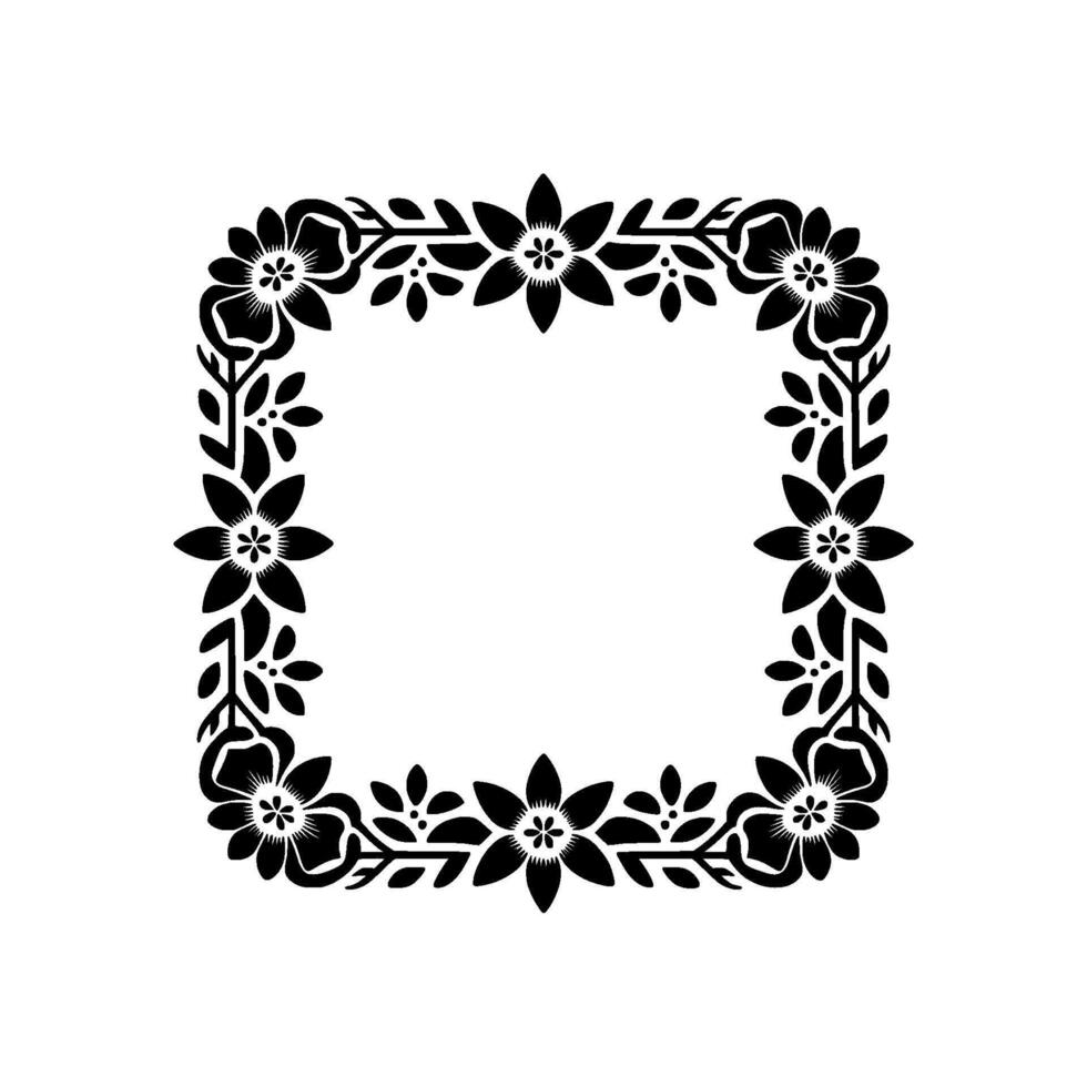 Elegant Floral Square Frame Border Illustration vector