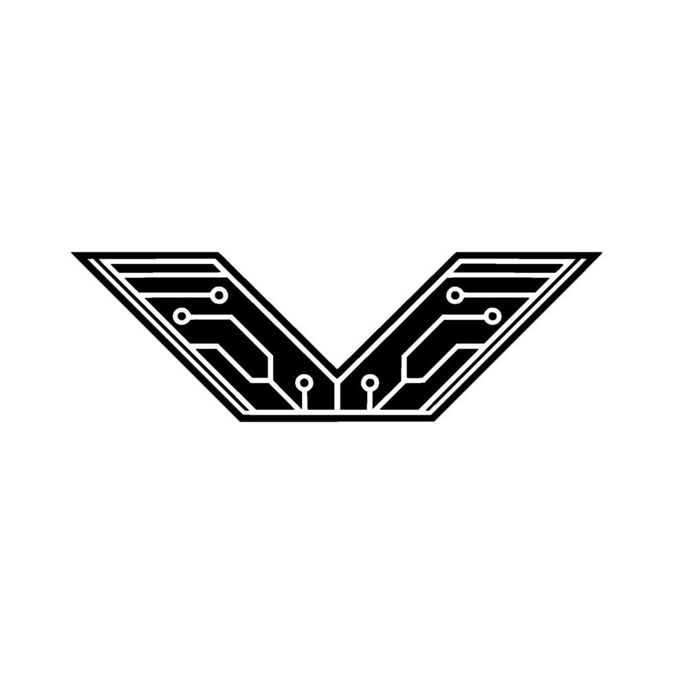 Tech Geometric Circuit Board in Black White vector
