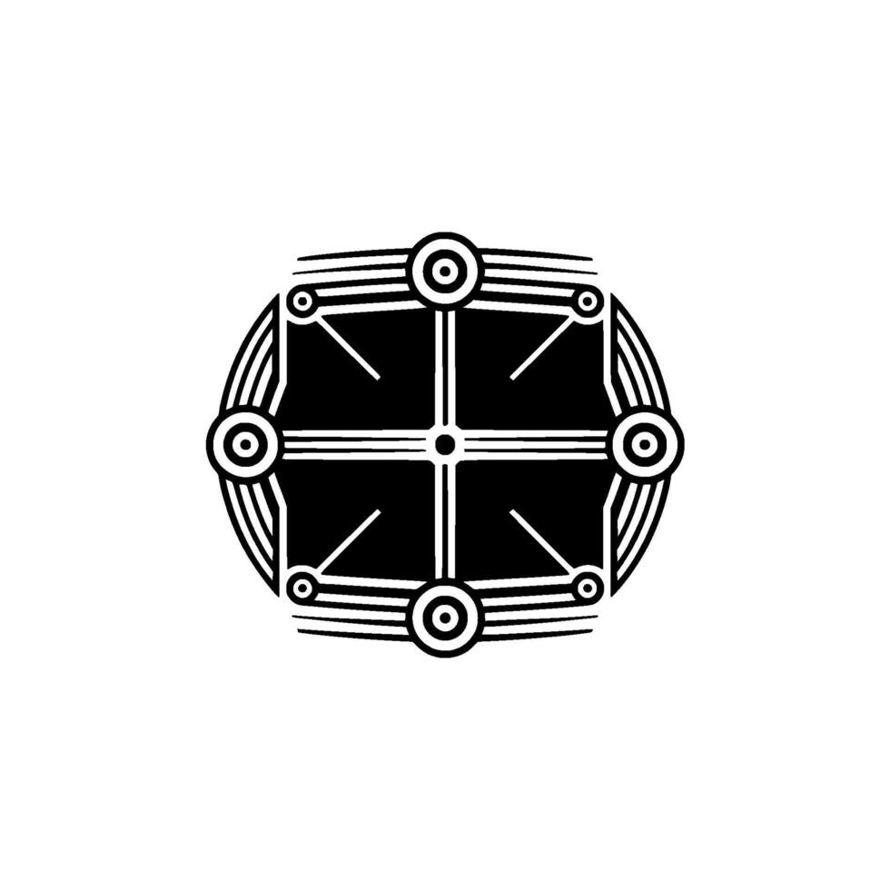 Geometric Tech Symbol, Abstract Black and White vector
