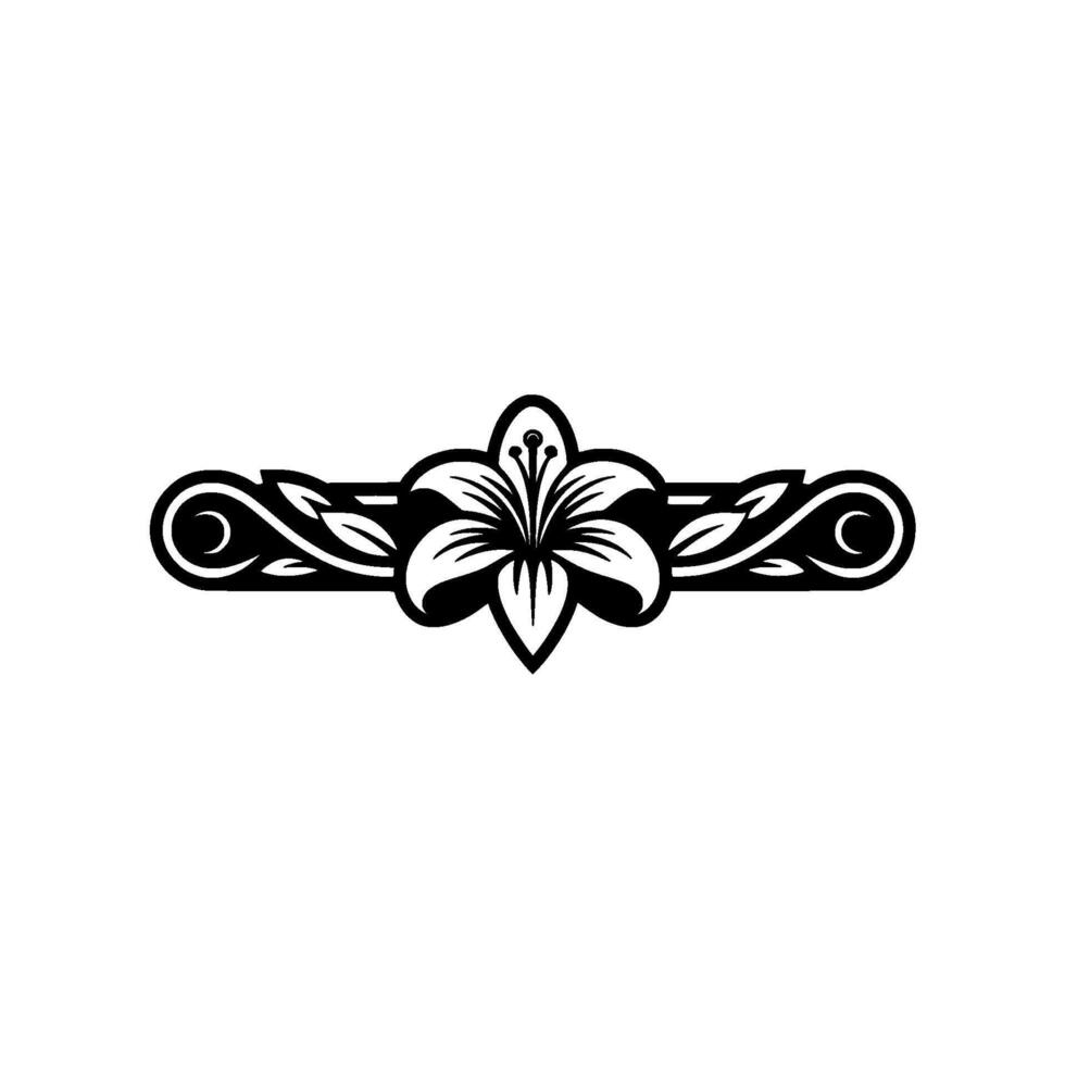 Elegant Lily Floral Border, Black and White vector