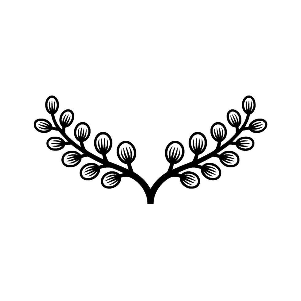Elegant Black Floral Crest Illustration, Minimalist Botanical vector
