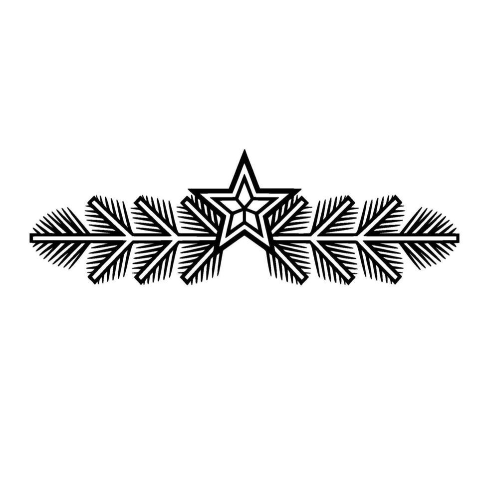 Minimalist Star and Laurel Decoration on White Background vector