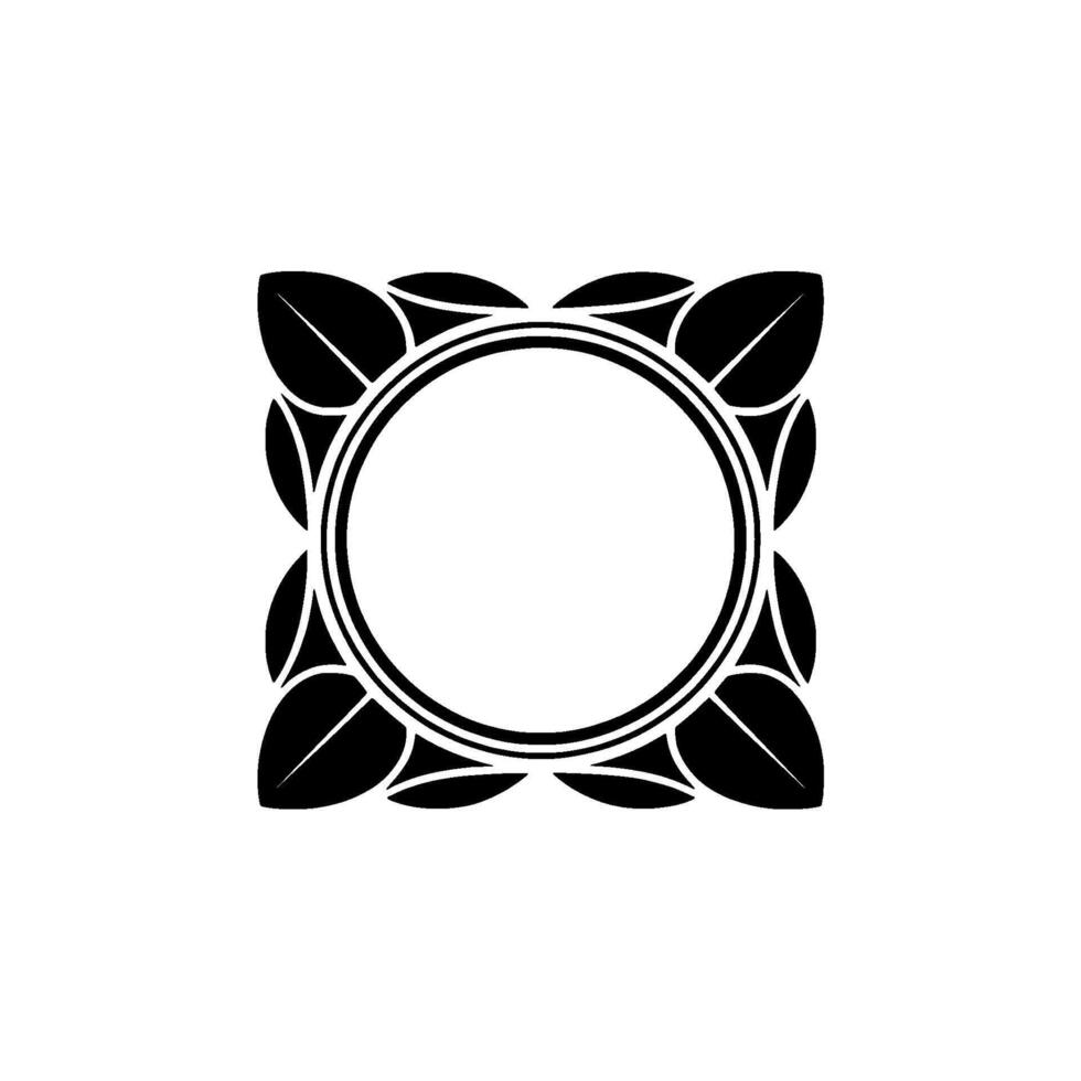 Elegant Black and White Floral Circle Frame for Branding vector
