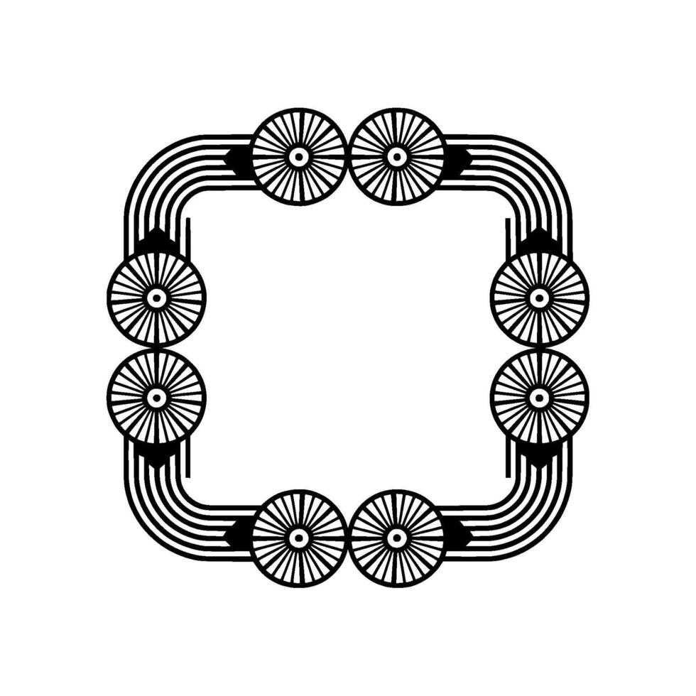 Retro Geometric Border Black White Deco Frame on White vector
