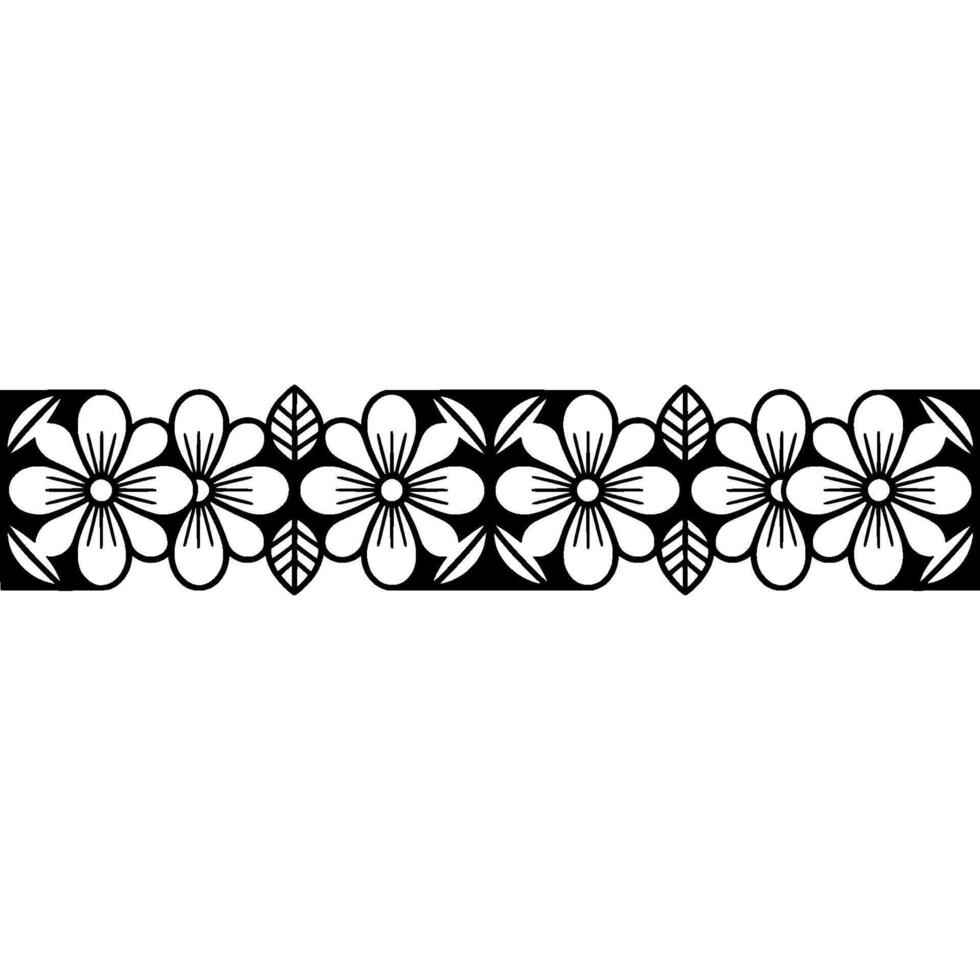 Floral Border, Black and White , Elegant, Decorative Element vector