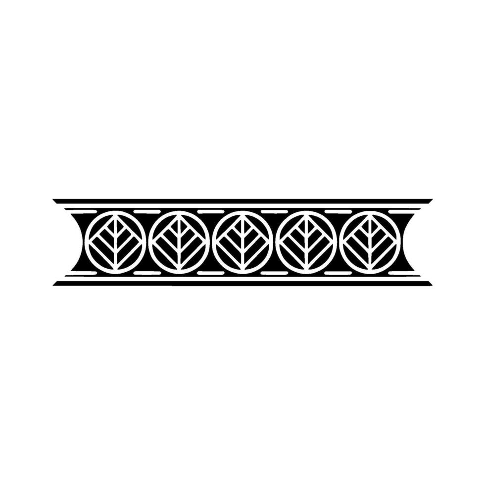 Geometric Leaf Border Minimalist Black White Decorative Element vector