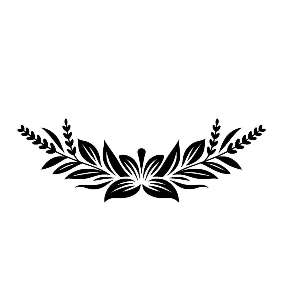 Elegant Floral Black Silhouette Border on White Background vector