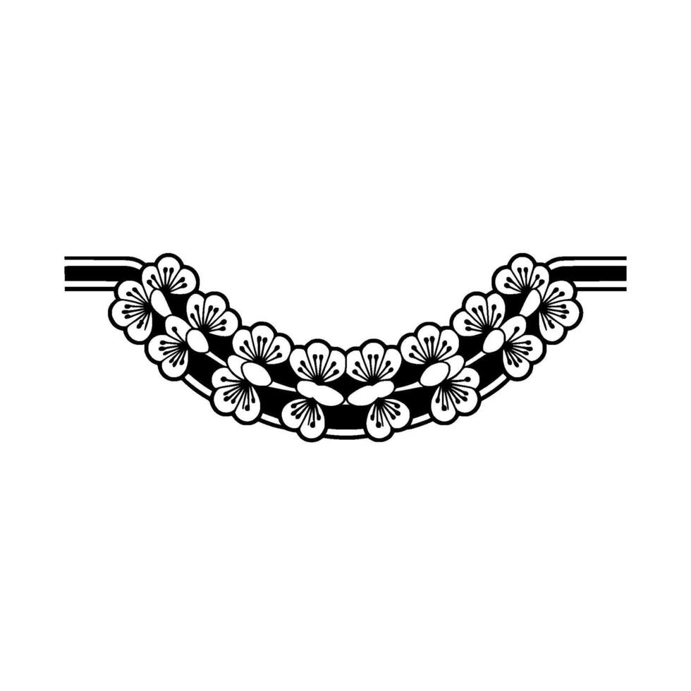 Elegant Black and White Floral Element, Decorative Border vector