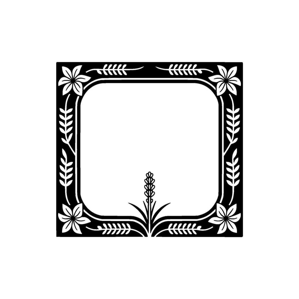 Elegant Floral Border Illustration, Black and White, Invitation or Decorative vector