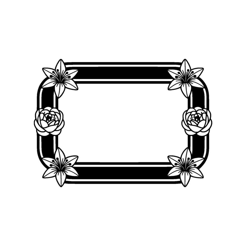 Elegant Black White Floral Frame for Invitations, Logos, and Decor vector
