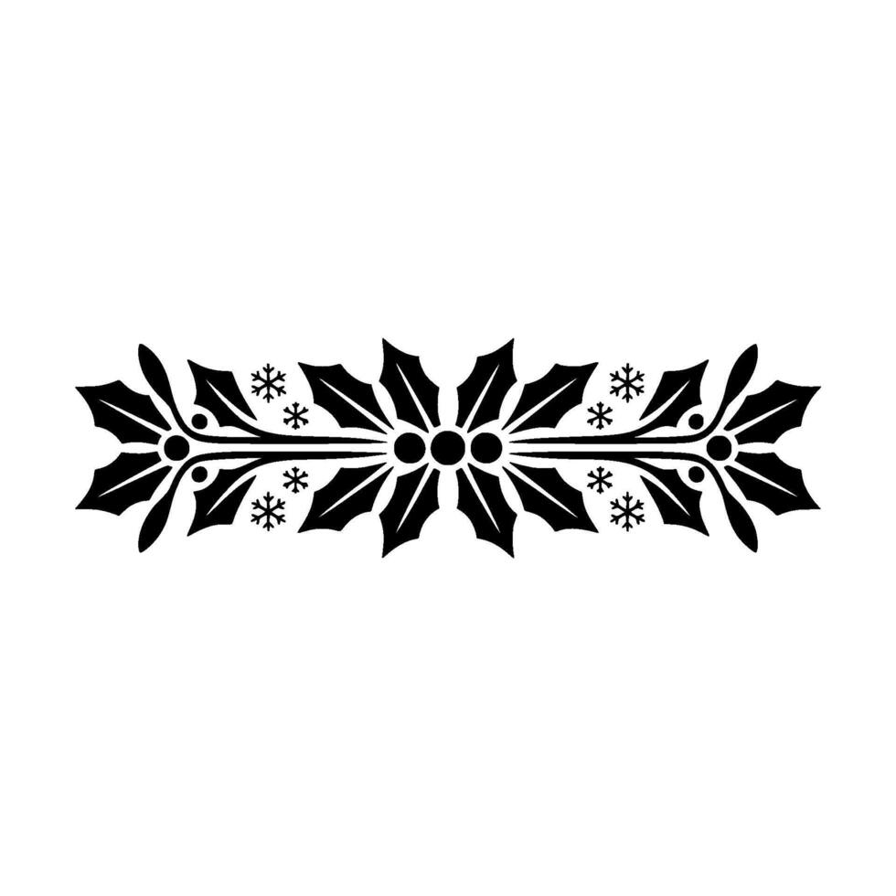 Festive Holly Snowflake Border , Minimalist Christmas Ornament vector