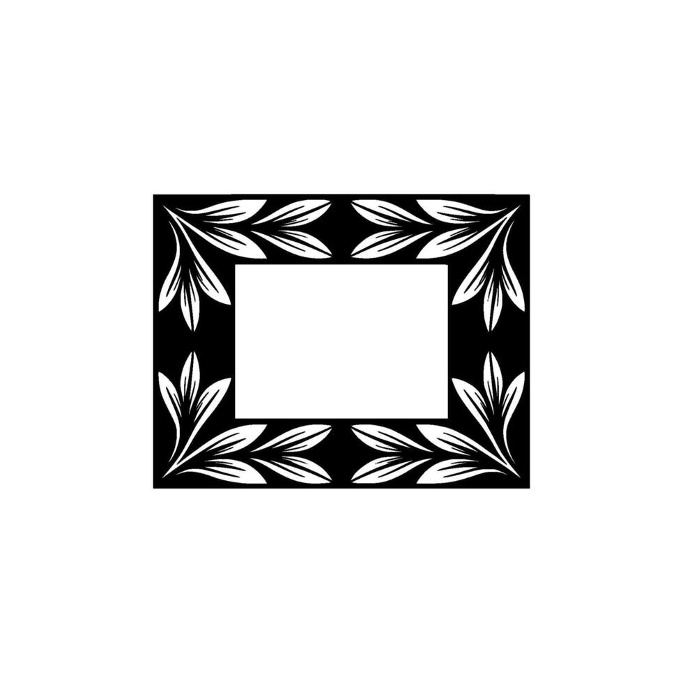 Elegant Black and White Leaf Frame on White Background vector