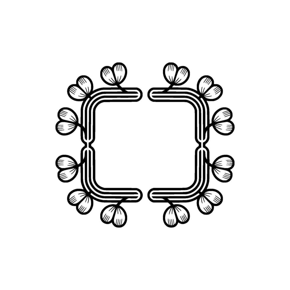 Elegant Floral Frame on White Background, Minimalist vector