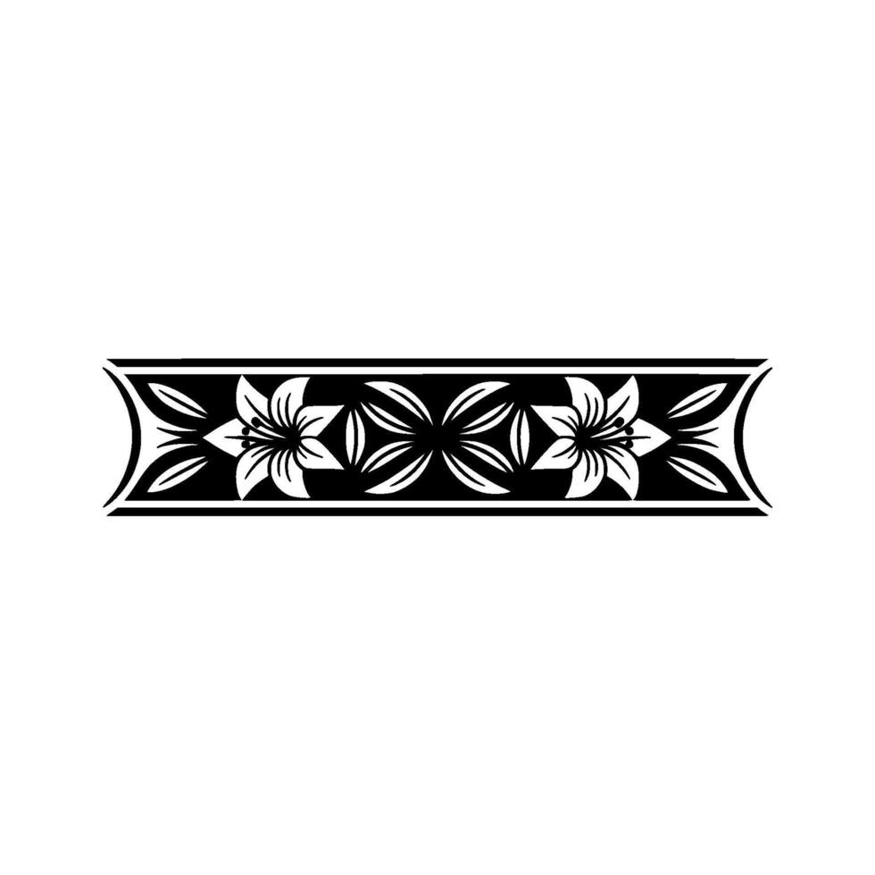 Floral Border in Black and White, Elegant Ornament vector