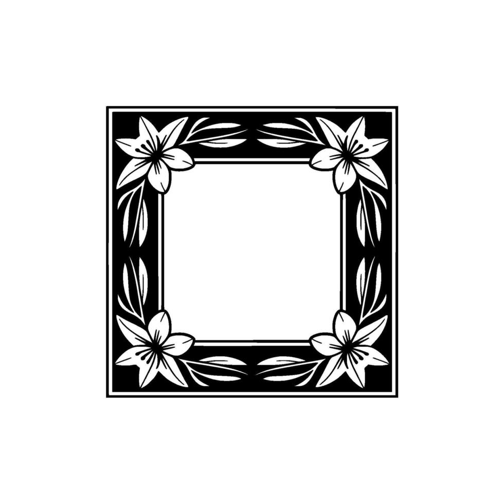 Floral Frame , Black and White , Border Template vector