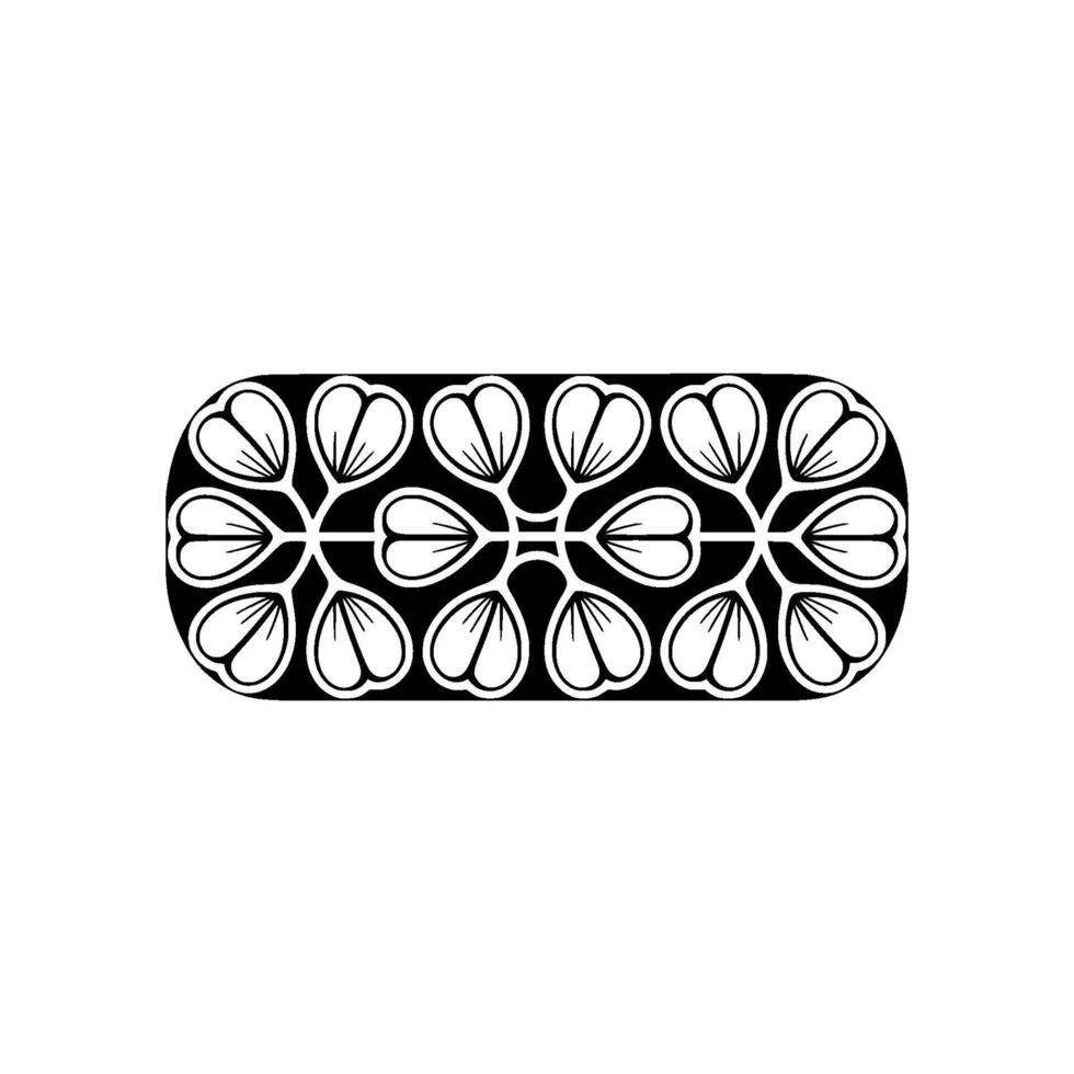 Minimalist Floral Pattern on Black Rounded Rectangle, White Background vector