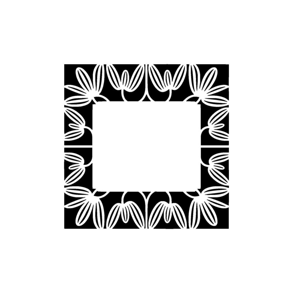Geometric Floral Frame in Black and White on Clean Background vector