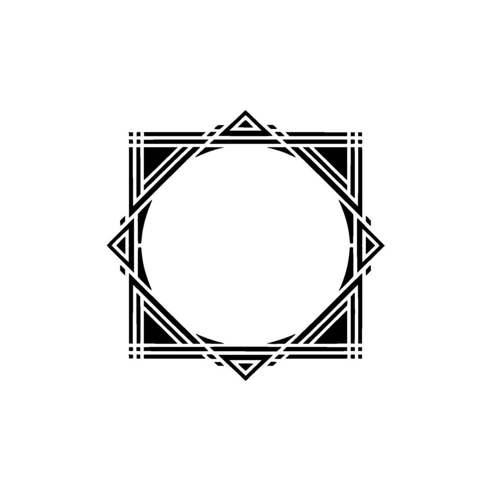 Geometric Star and Circle Frame Black and White Minimalist vector