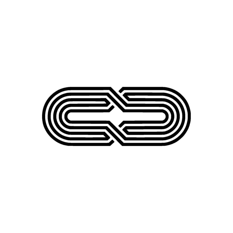 Abstract Link Geometric Black Lines on White, Minimalist vector
