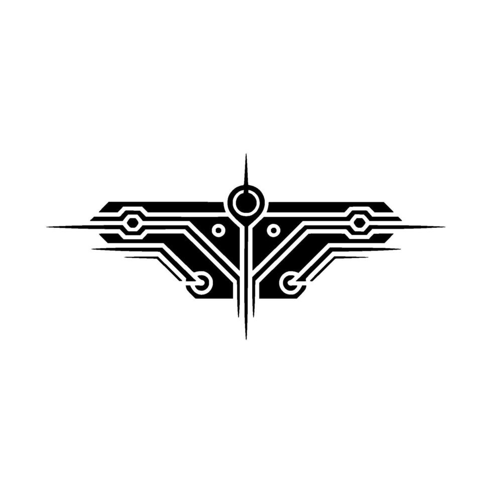 Abstract Circuitry in Geometric Black White, Technology vector