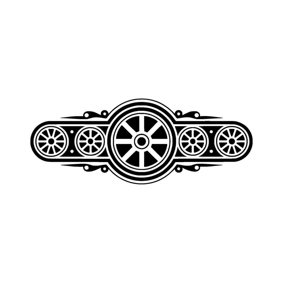 Decorative Wheel Motif Black White Ornamental vector
