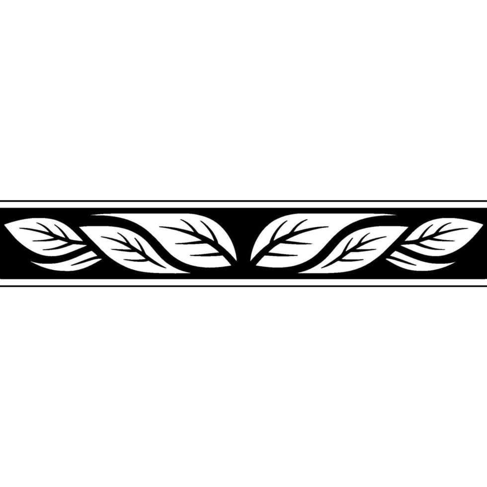 Elegant Leaf Border in Black and White, vector
