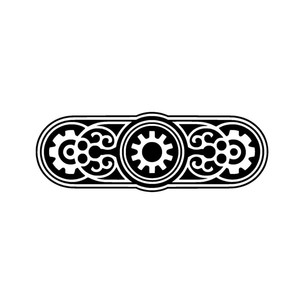 Elegant Steampunk Gear Ornament in Black on White vector