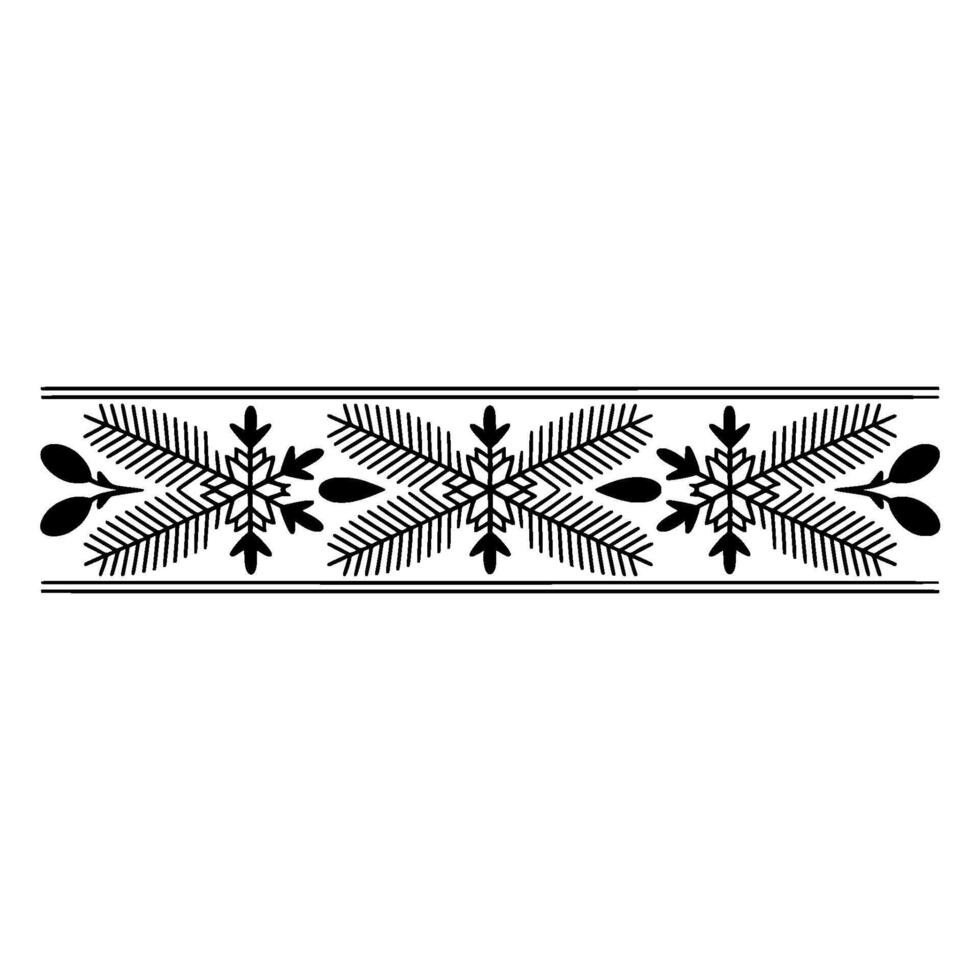 Minimalist Winter Border Ornament, Black White Pattern vector