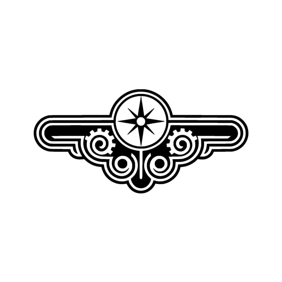 Steampunk Compass Emblem Navigation and Gears in Art vector