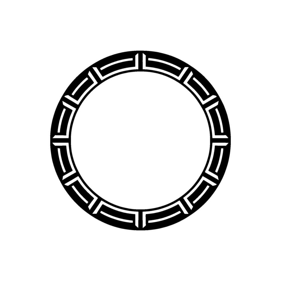 Geometric Circle Frame Minimalist Greek Key Border on White Background vector