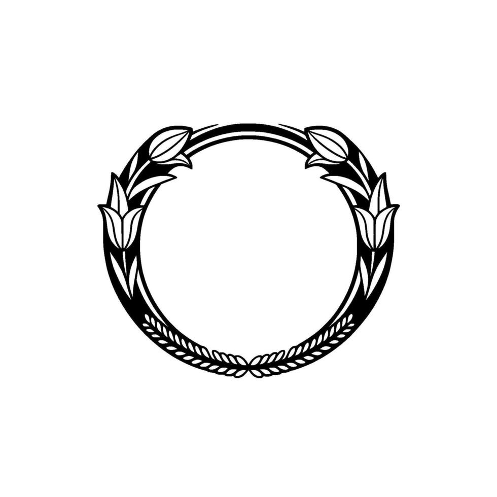 Elegant Art Nouveau Floral Frame, Black on White, Vintage vector