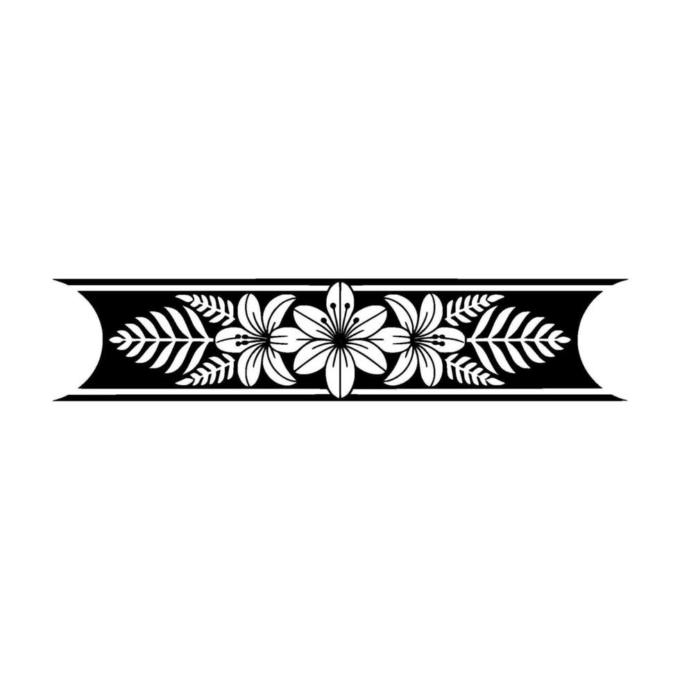 Black and White Floral Border Ornament, Minimalist vector