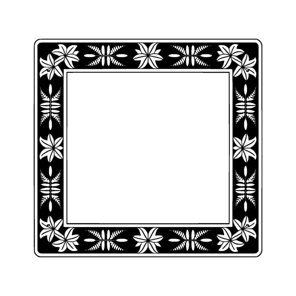 Elegant Floral Frame in Black White with Empty Space, Illustration vector