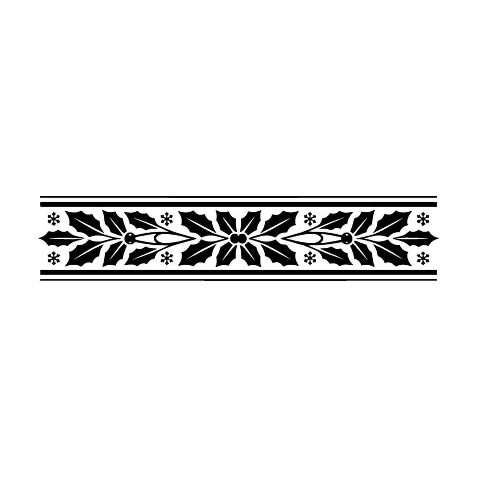 Classic Christmas Holly Border, Black White Ornament vector