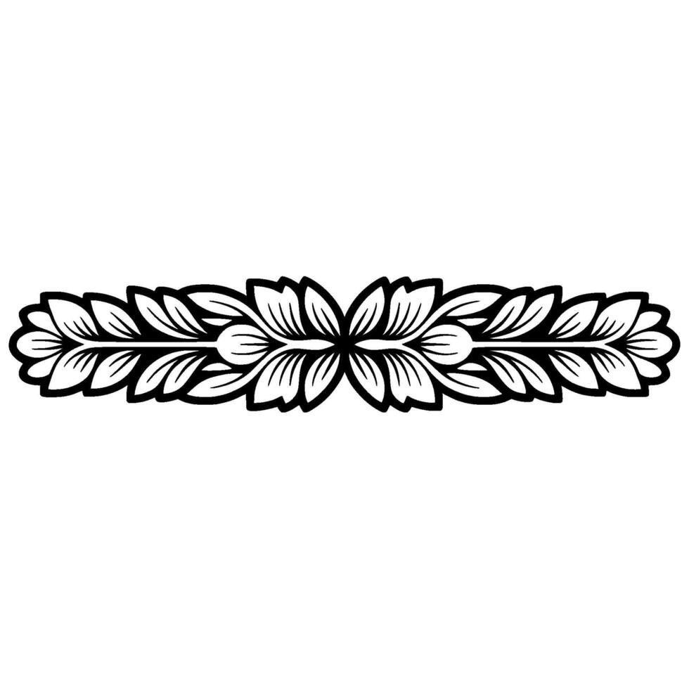 Elegant Black Floral Border Ornament on White Background, vector