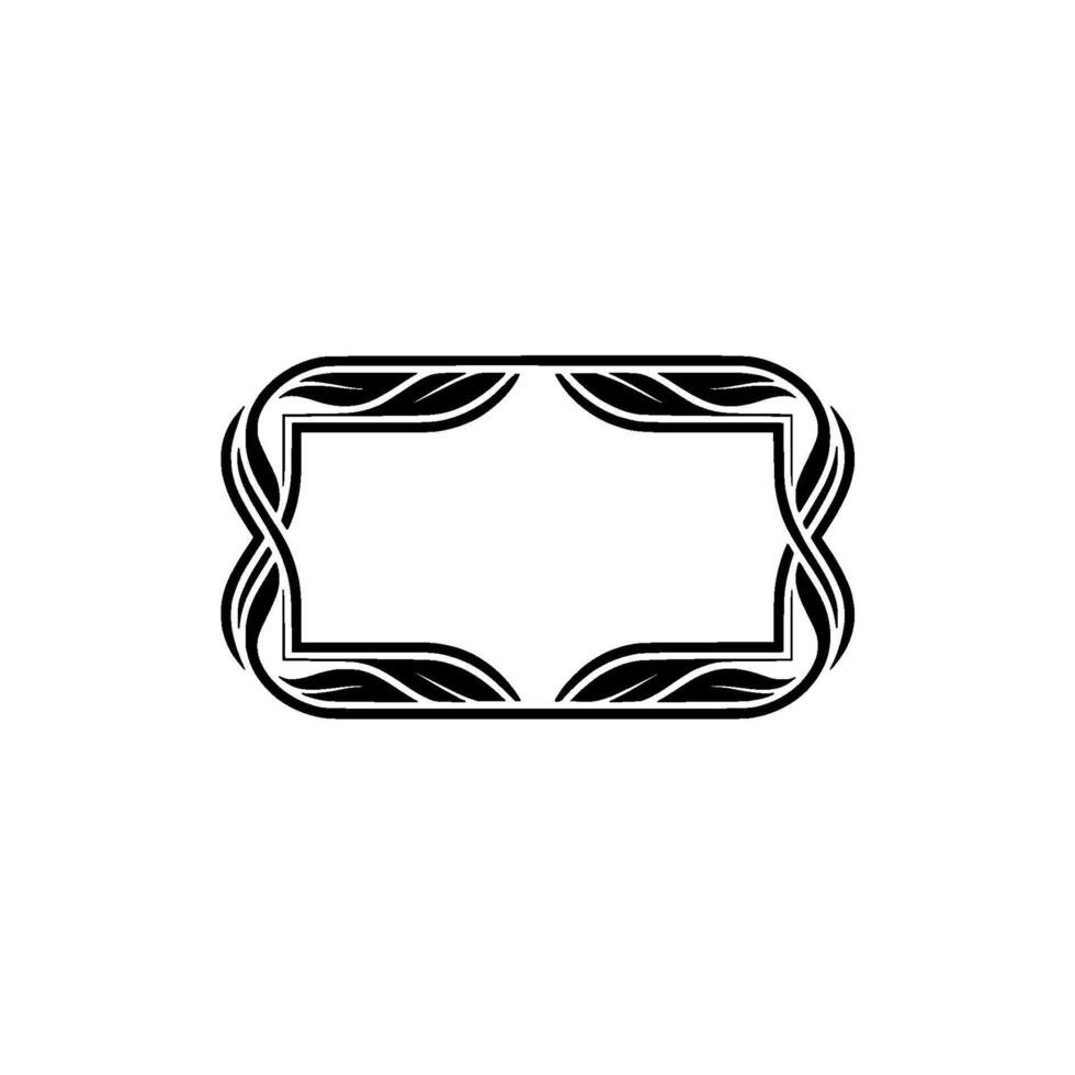 Elegant Decorative Frame with Leaves Swirls Monochromatic vector