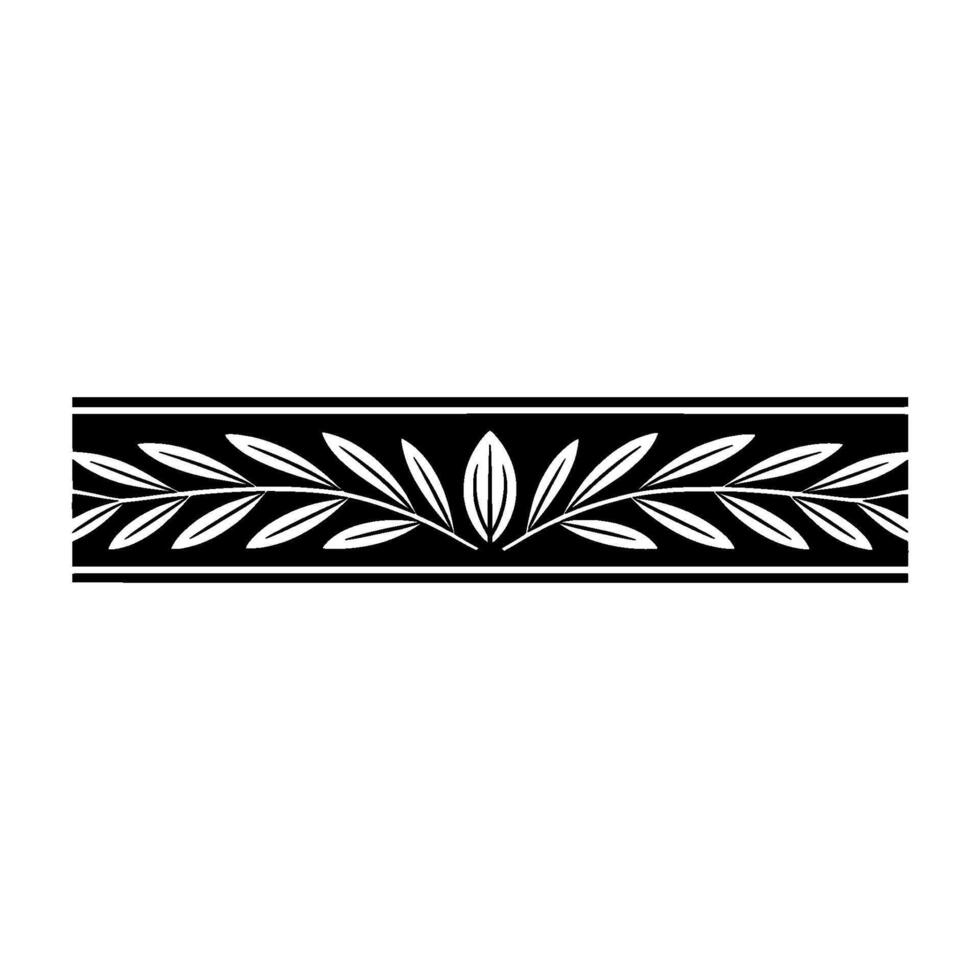 Elegant Black White Floral Border , Leafy Pattern, Decorative Element vector