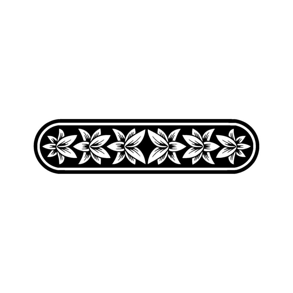 Black White Floral Border Ornament, Minimalist Element vector