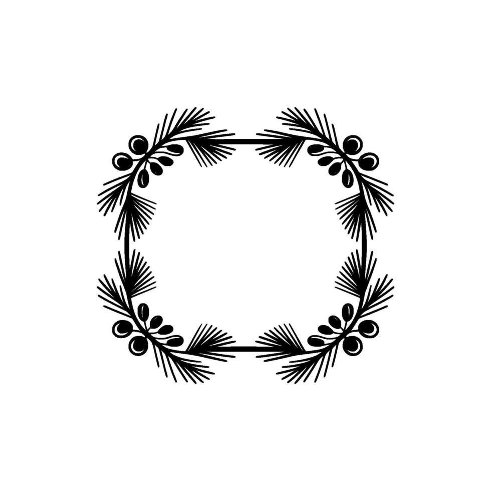 Minimalist Botanical Frame, Black White, Invitation vector