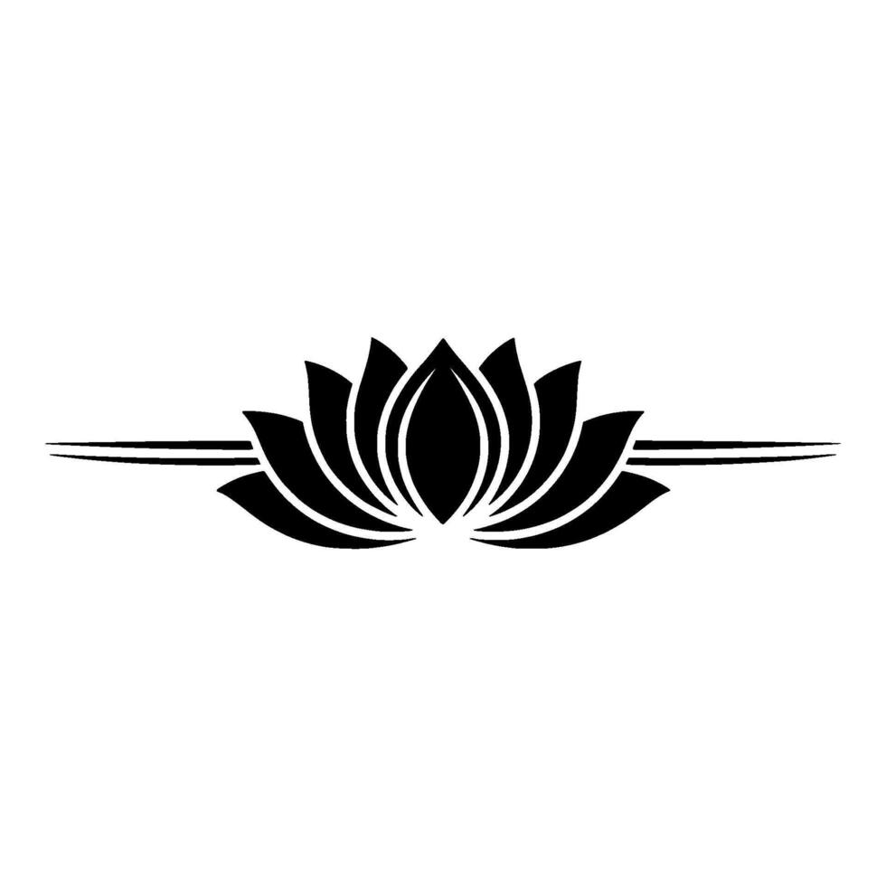 Lotus Flower Silhouette Emblem Elegant Black on White vector