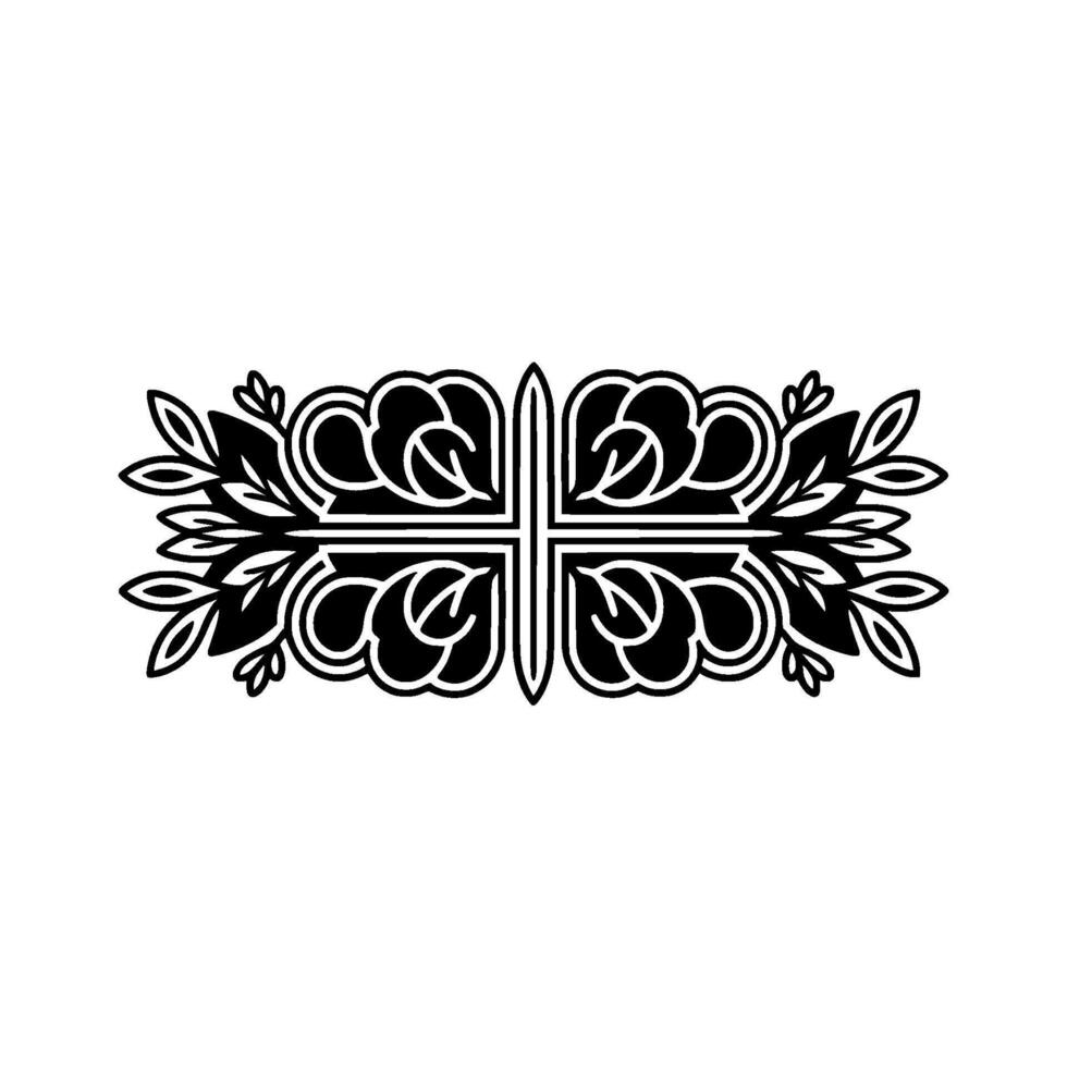 Elegant Black and White Floral Ornament, Decorative Border Element vector