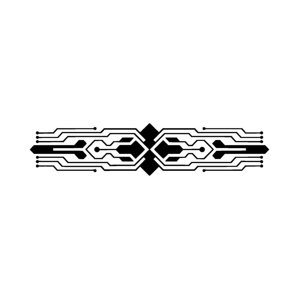 Geometric Circuit Board Element, Black and White, Minimalist Tech Art vector